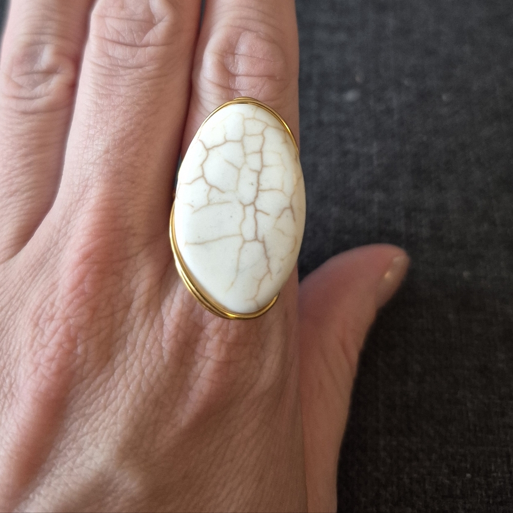 Gold and White Statement Ring